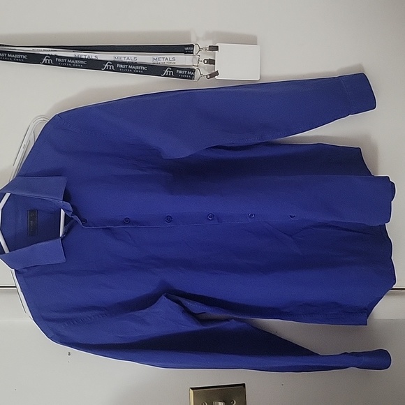 Prada Milano stretch cotton dress shirt color blue size 43/17 - Picture 1 of 14